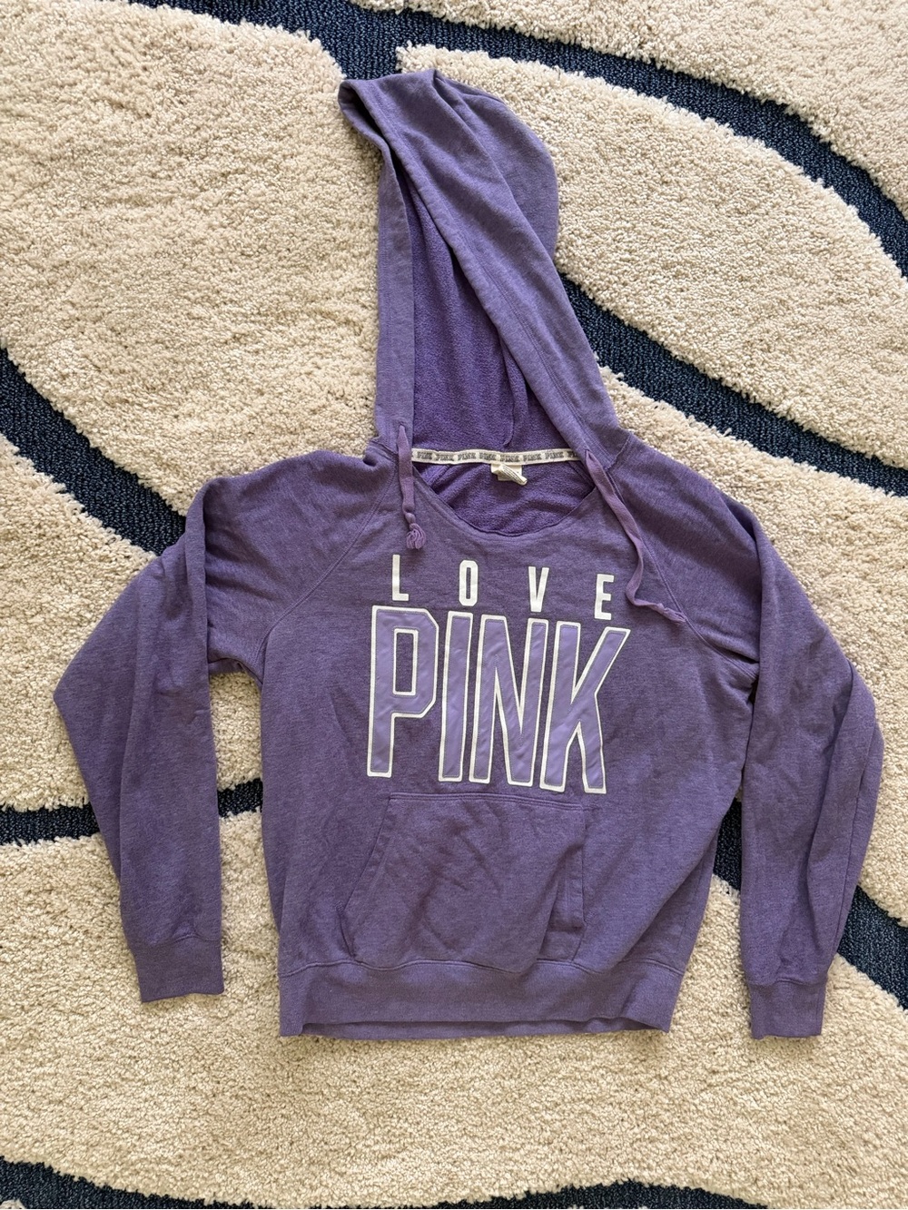 PINK Victoria's Secret Purple 'LOVE PINK' Hooded Sweatshirt